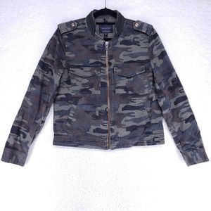 Sanctuary Zip Up Camo Jean Jacket Womens Size Small Denim Casual Coat